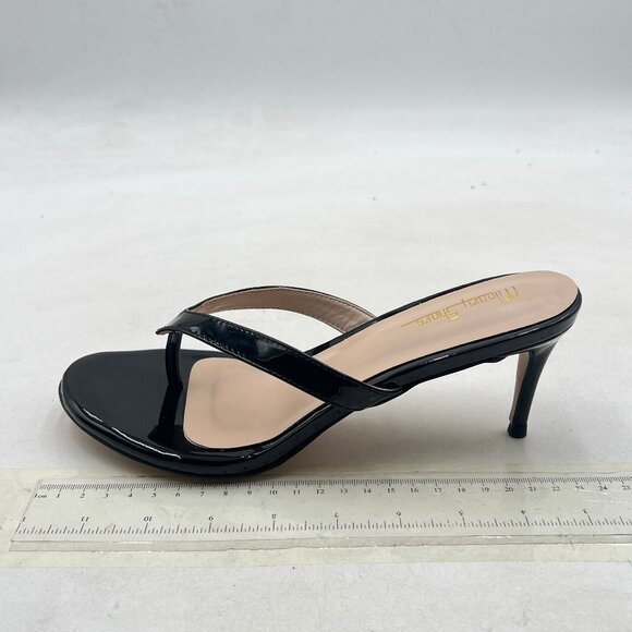 Milooey shoes Shoes - Milooey shoes Black Flip Flop Sandals Slip on Mid Heel Mules Round Toe Slippers